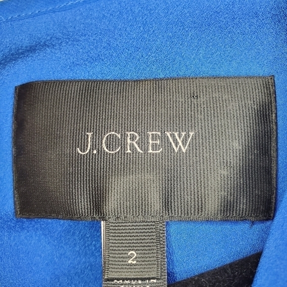 J. Crew Border Print Vibrant Blue Silk Dress Sz 2 - Picture 13 of 13